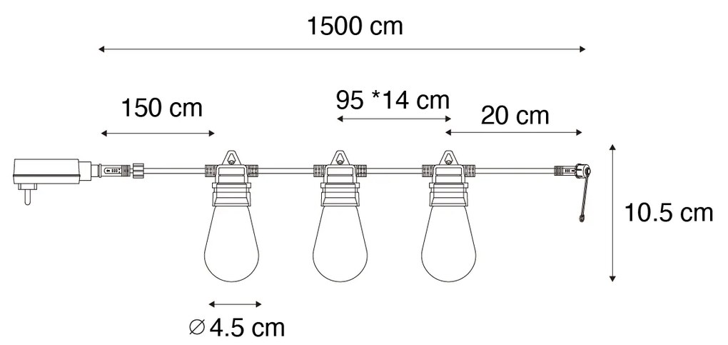 Интелигентна LED светлинна лента 15 метра 15 лампи опал RGBW IP44 - Chill