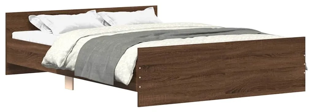 3203760 vidaXL Рамка за легло с горна и долна табла, кафяв дъб, 150x200 см