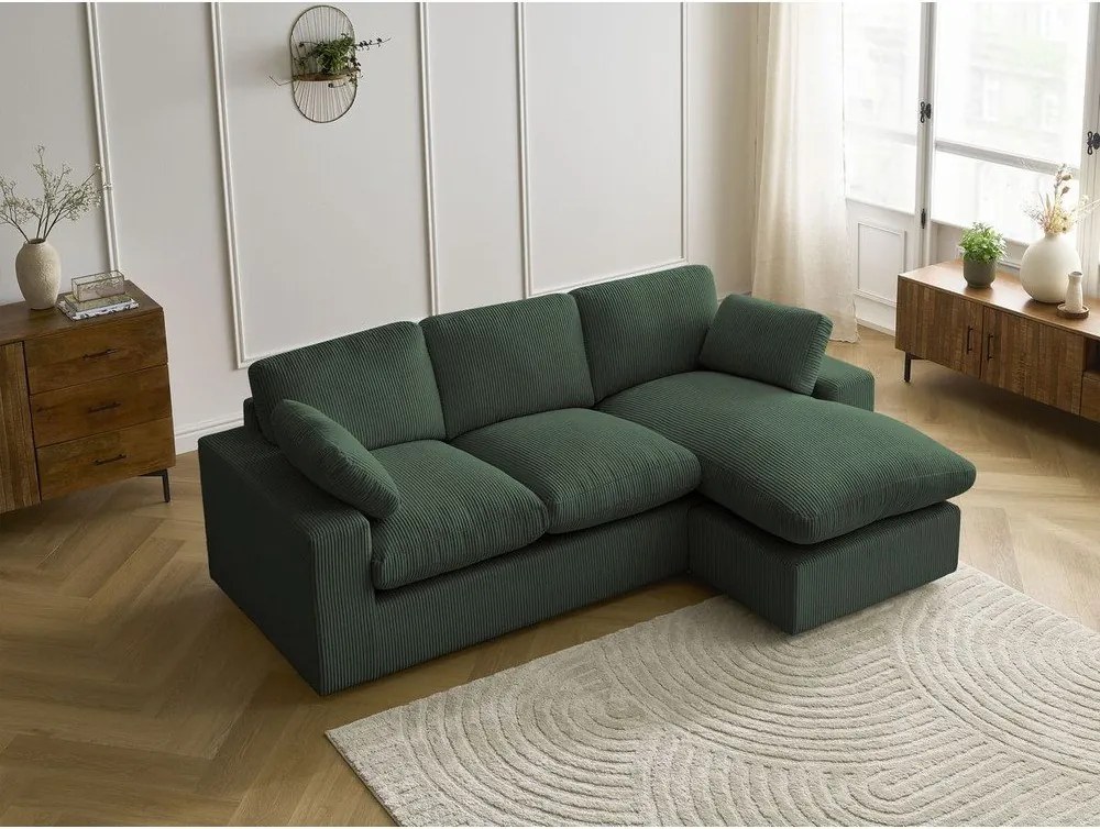 Зелен ъглов диван от рипсено кадифе Belair – Bobochic Paris