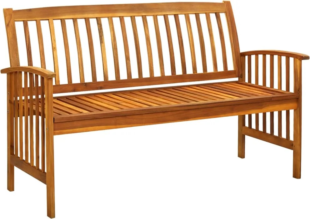 312135 vidaXL Градинска пейка с възглавница, 147 cм, акация масив