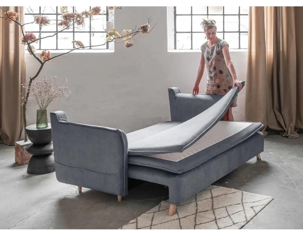 Сив кадифен сгъваем диван 225 cm Charming Charlie – Miuform