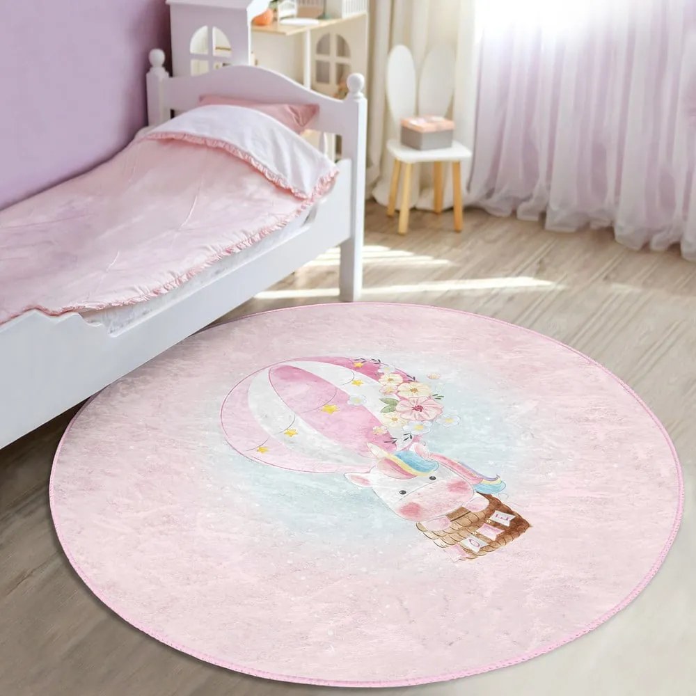 Розов детски килим ø 80 cm Comfort - Mila Home