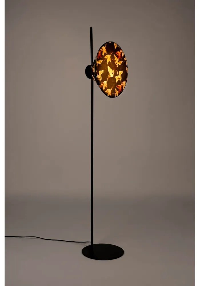 Черна подова лампа с текстилен абажур (височина 158 cm) Jaylee – White Label