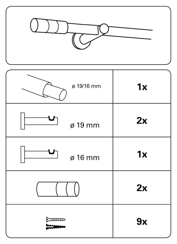 Метален разтегателен корниз 120 - 210 cm Kreta - Gardinia
