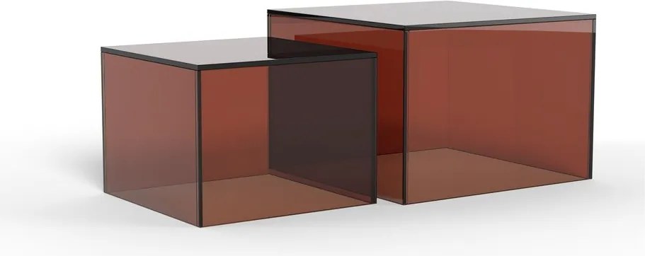 Кафяви стъклени масички за кафе в комплект 2 бр. 50x50 cm Dice – Actona