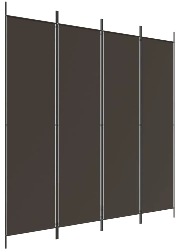 350183 vidaXL Параван за стая, 4 панела, кафяв, 200x200 см, плат