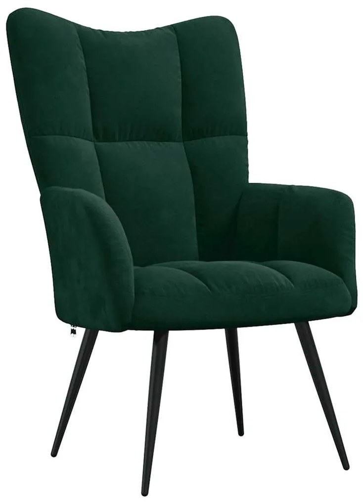 328075 vidaXL Релаксиращ стол, тъмнозелен, кадифе