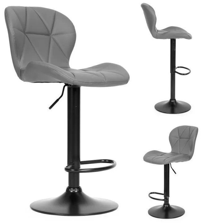 Регулируем на височина въртящ се бар стол с облегалка Сив