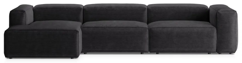 Тъмносив ъглов диван от рипсено кадифе (ляв ъгъл) Bergano – Cosmopolitan Design