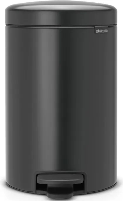Кош за боклук с педал Brabantia NewIcon 1008842, 12 л, Плавно затваряне, Противоплъзгаща основа, Тъмносив