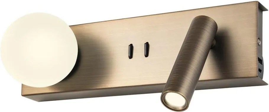 Redo 01-4662 - LED стенен аплик NORMA LED/5W/230V+LED/3W CRI90 USB бронзов