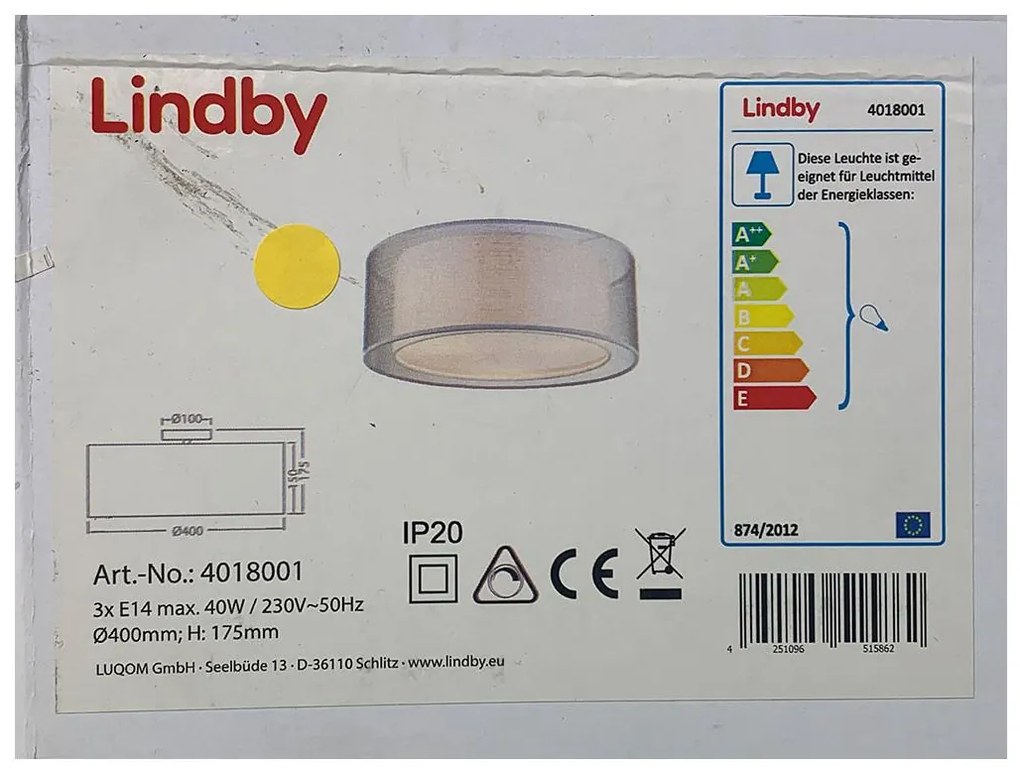 Lindby - Плафон NICA 3xE14/40W/230V