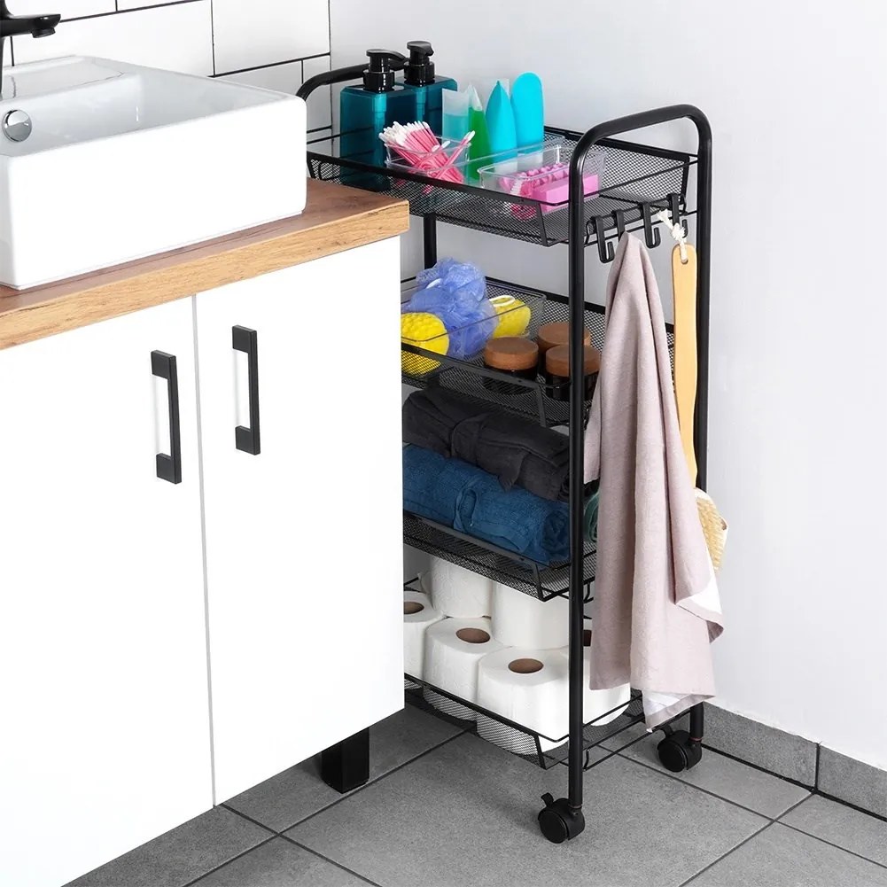 Метална етажерка на колелца с 4 нива