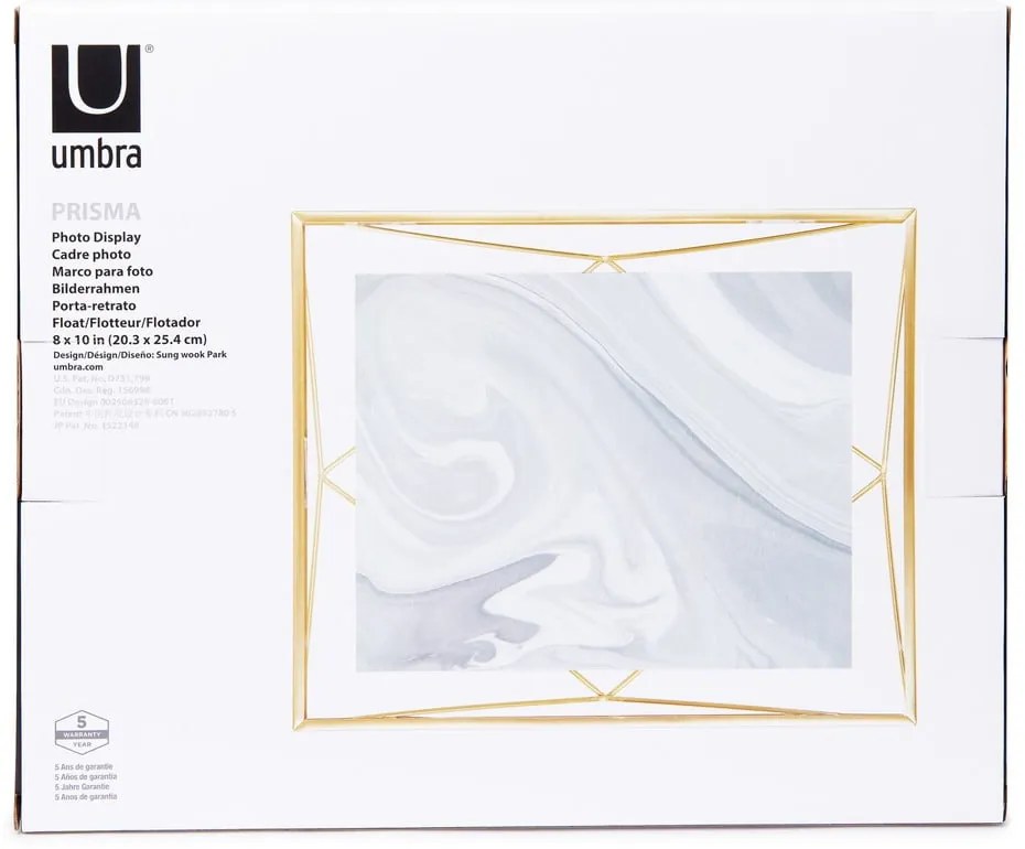 Метална стойка/рамка за стена в златисто 25x30 cm Prisma - Umbra