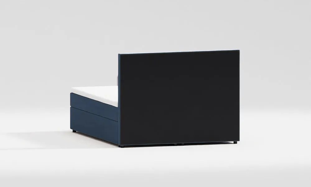 Тъмносиньо боксспринг легло 180x200 cm с място за съхранение Flip – Ropez