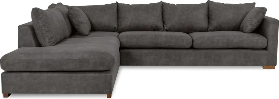 Антрацитен ъглов диван от изкуствена кожа (ляв ъгъл) Hamburg – Scandic