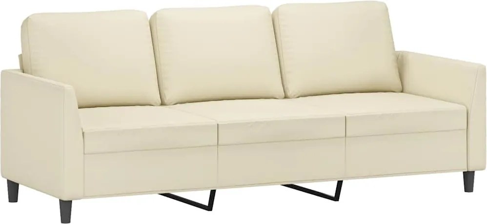 359339 vidaXL 3-местен диван, кремав, 180 см, изкуствена кожа