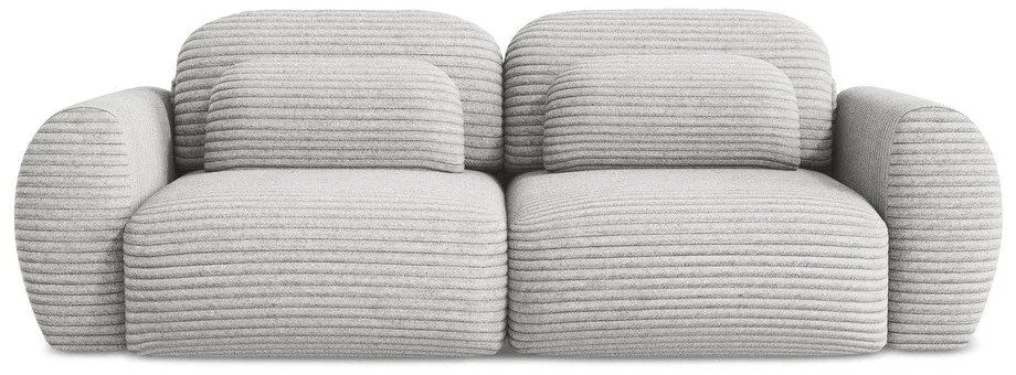 Светлосив разтегателен диван с място за съхранение от рипсено кадифе 266 cm Kini – Makamii