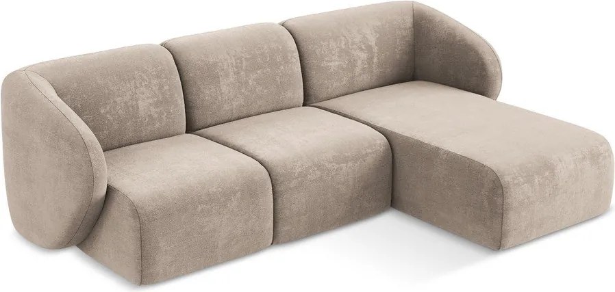 Светлокафяв шенилов ъглов диван (десен ъгъл) Lani – Makamii