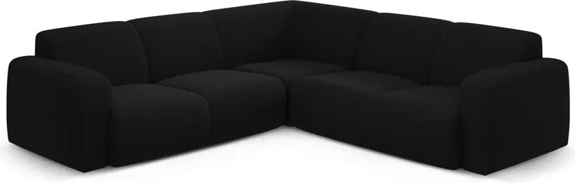 Черен ъглов диван от букле (променлив/L форма) Molino – Micadoni Home
