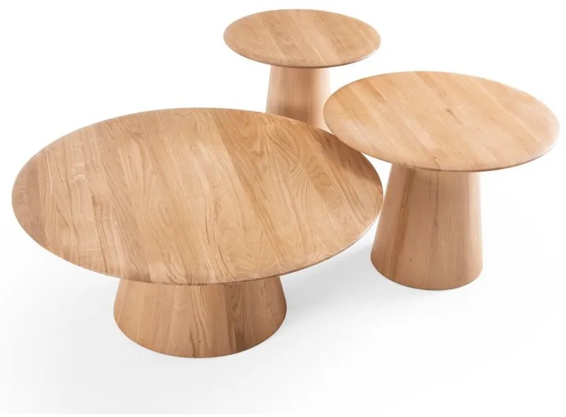 Кръгла масичка за кафе от масивен дъб в естествен цвят ø 80 cm Mushroom – Gazzda