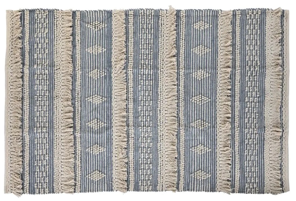 Килим DKD Home Decor 180 x 120 x 2 cm Син Памук Бял Boho