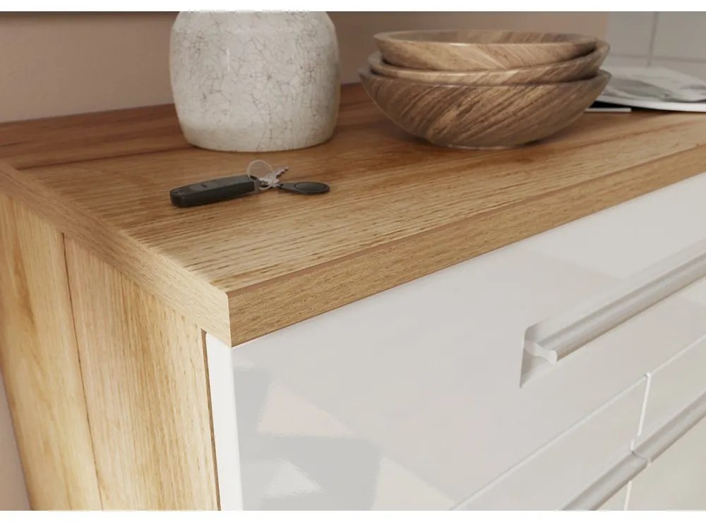 Дъбов шкаф за обувки в бял\естествен цвят Aledo - Germania