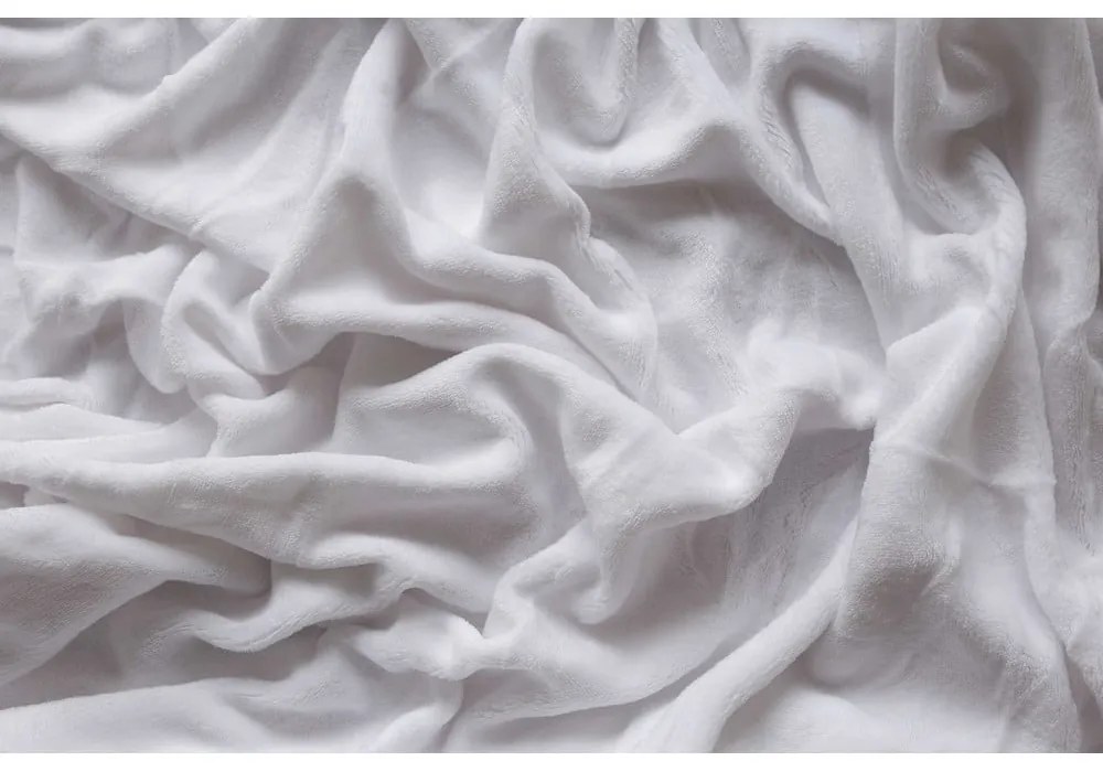 Бял разтеглив чаршаф от микроплюш 90x200 cm - Jerry Fabrics