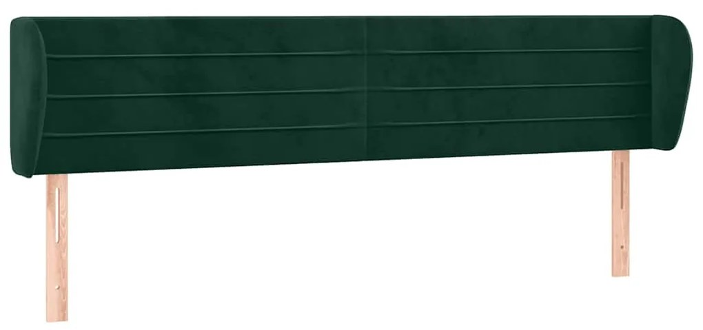 3117353 vidaXL Горна табла за легло с уши, тъмнозелена, 203x23x78/88см, кадифе