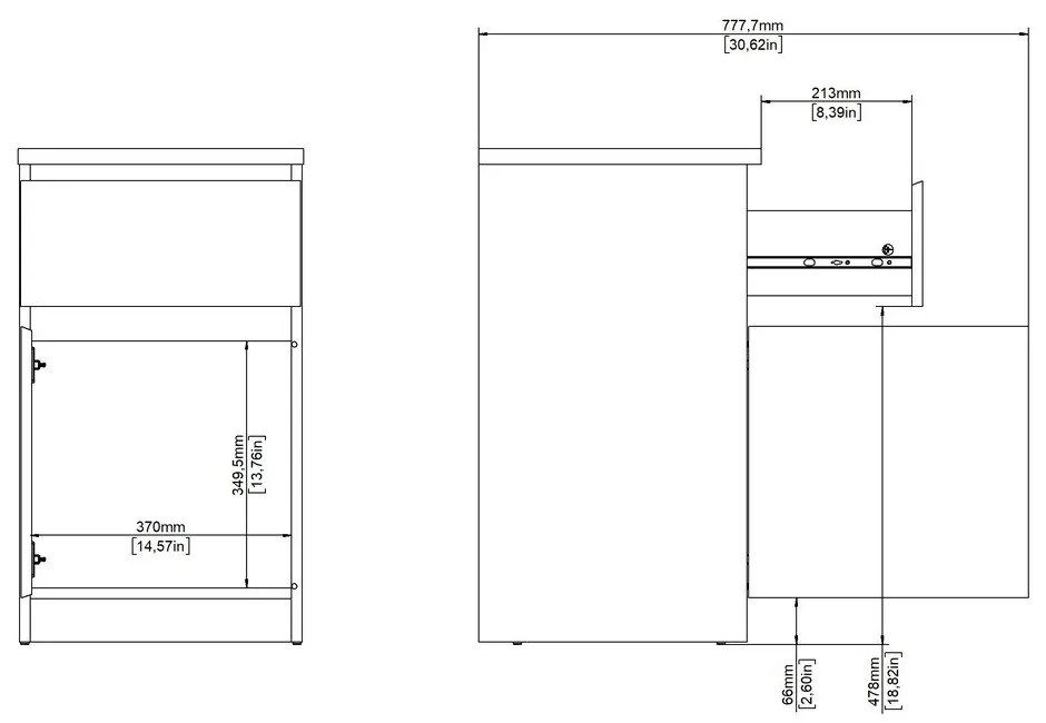 Нощно шкафче в естествен цвят Naia – Tvilum