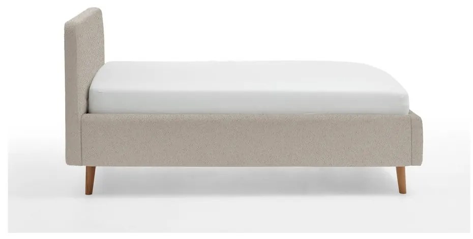 Бежово двойно легло 140x200 cm тапицирано с място за съхранение с включена подматрачна рамка Mattis – Meise Möbel