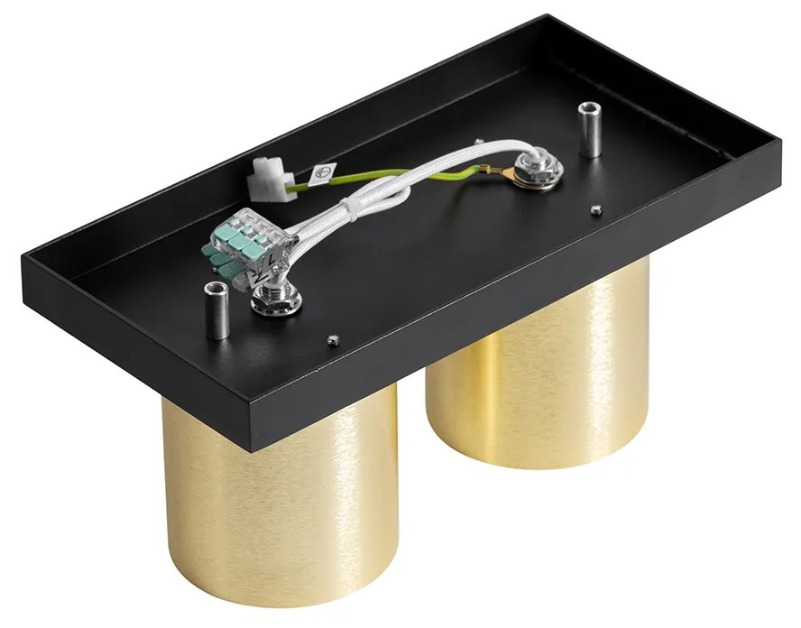 Модерен таванен прожектор черен със злато 2-светлина - Tubo