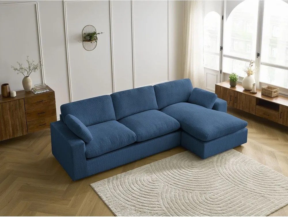 Син ъглов диван от рипсено кадифе Belair – Bobochic Paris