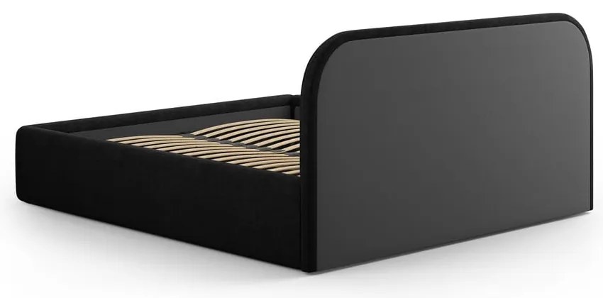 Черно двойно легло 200x200 cm тапицирано с място за съхранение с включена подматрачна рамка Juno – Windsor &amp; Co Sofas