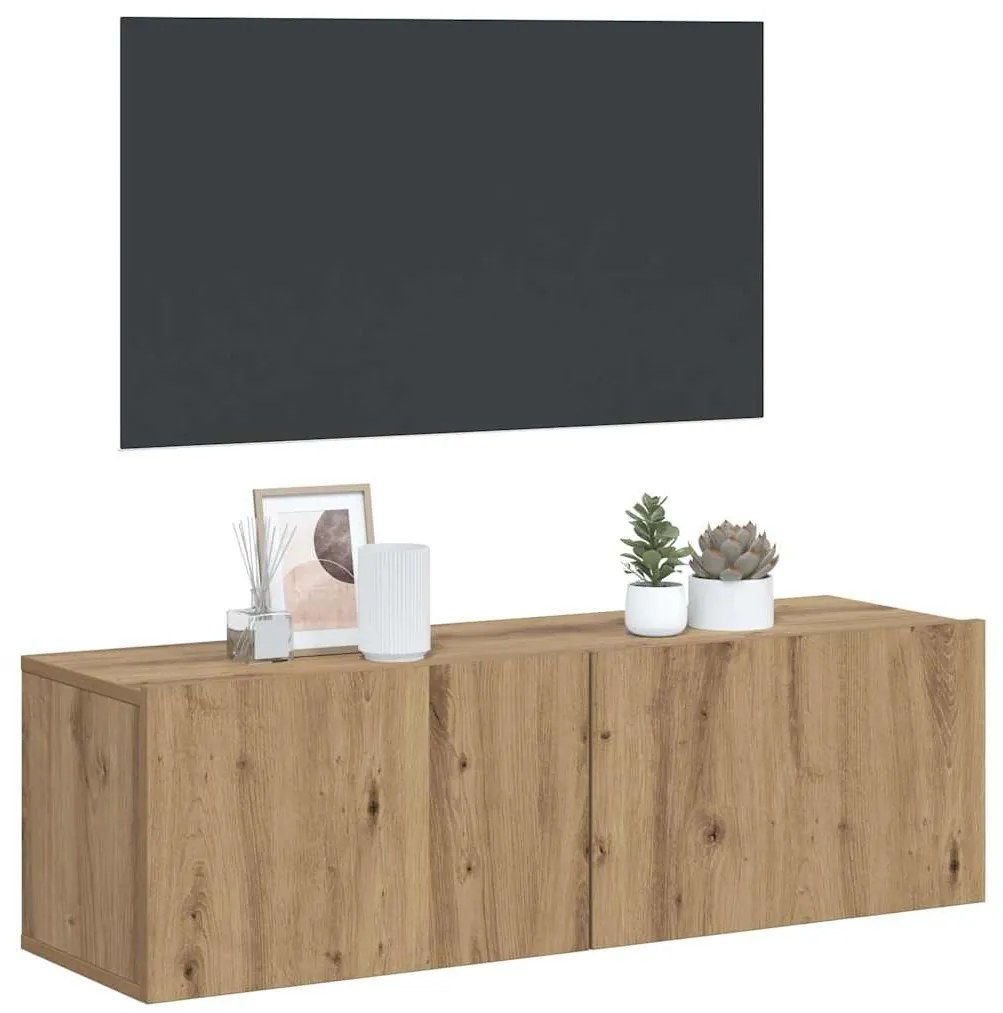 856019 vidaXL Стенни ТВ шкафове, дъб артизан, 100x30x30 см, инженерно дърво