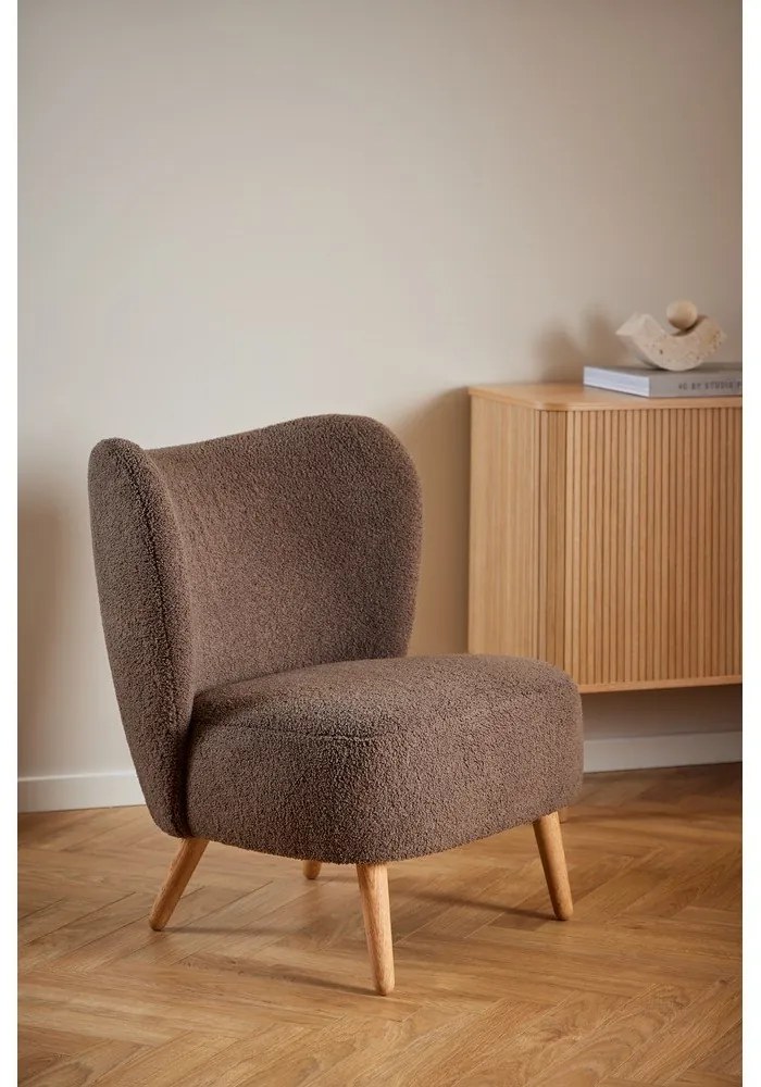 Кафяво кресло от букле Elmont – Actona