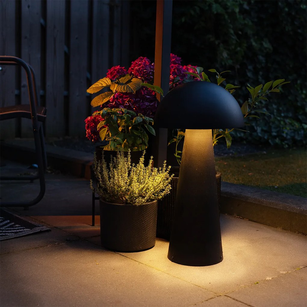 Подова лампа за външна употреба черна 65 см - Mushroom