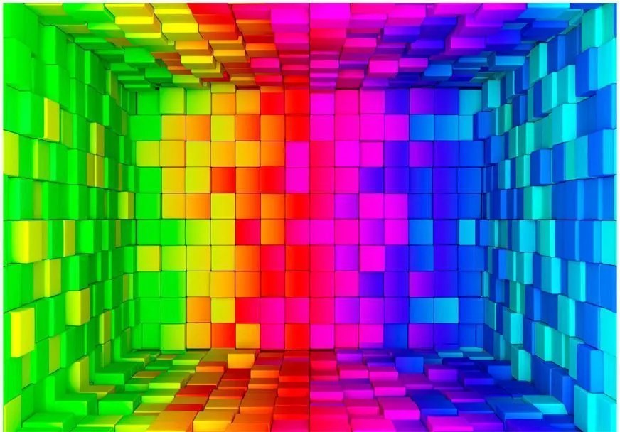 Самозалепващ се фототапет - Rainbow Cube - 147x105