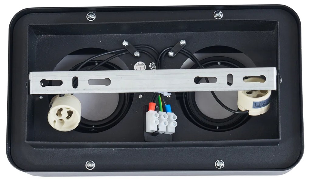 Заоблен повърхностно монтиран прожектор черен 2-лампи въртящ се и накланящ се - Dox