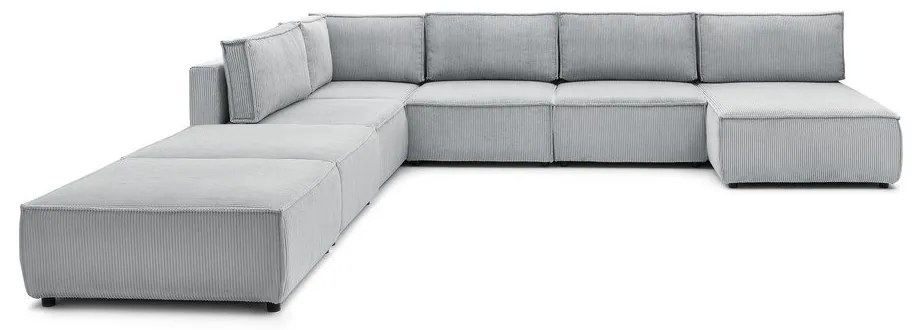 Светлосив променлив велурен U-образен ъглов диван Nihad modular - Bobochic Paris