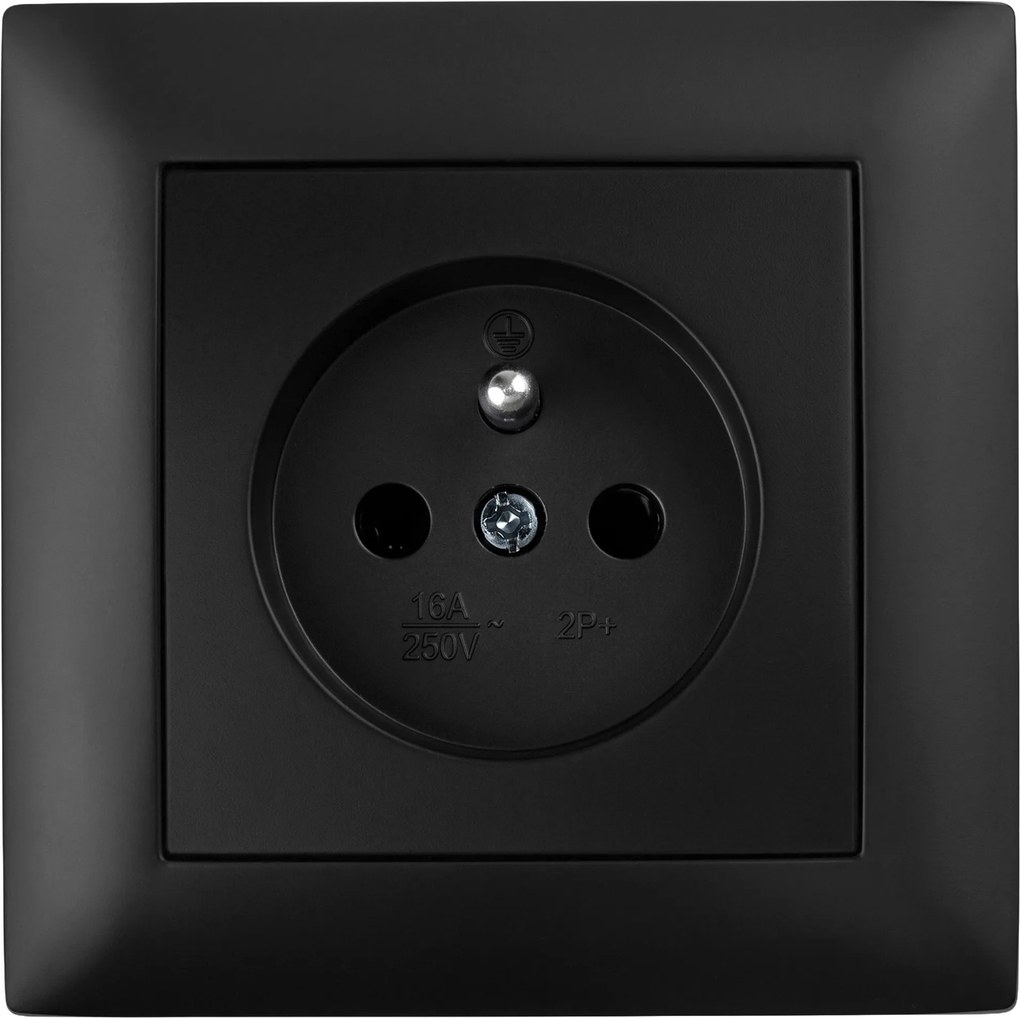 Единичен контакт със заземяване и рамка OSTE JNH001-G Black