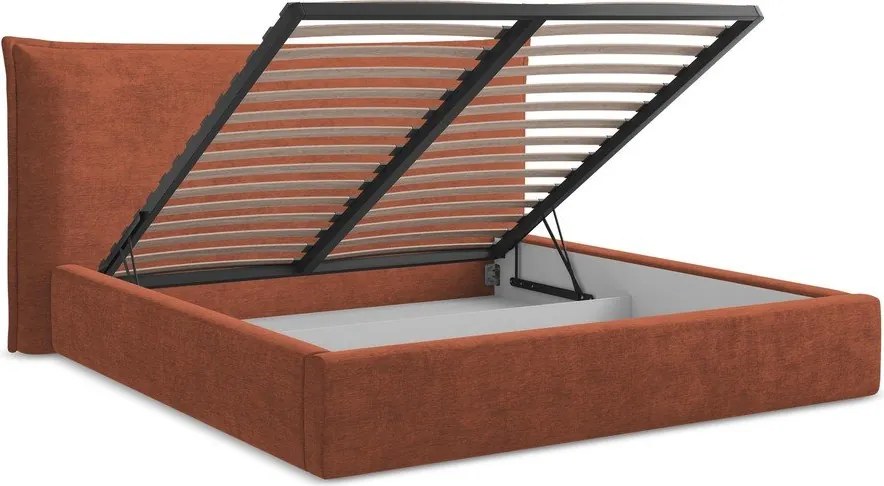 Теракотено двойно легло 160x200 cm тапицирано с място за съхранение с включена подматрачна рамка Esala – Makamii