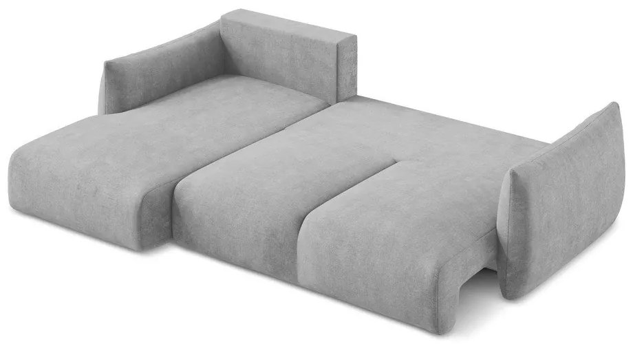 Светлосив шенилов сгъваем ъглов диван (ляв ъгъл) Leila – Makamii