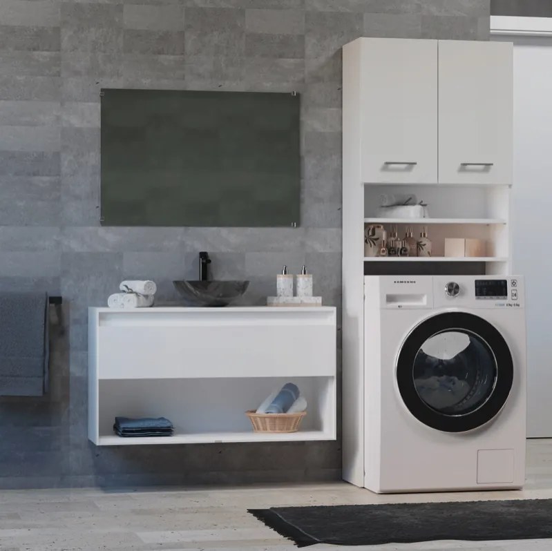 Шкаф в банята над пералнята - бял