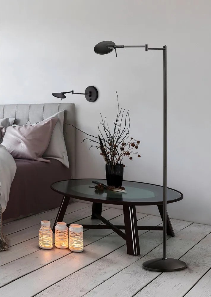 Матово черно LED стенна лампа с огъваща се структура/затъмняваща се Kazan – Trio