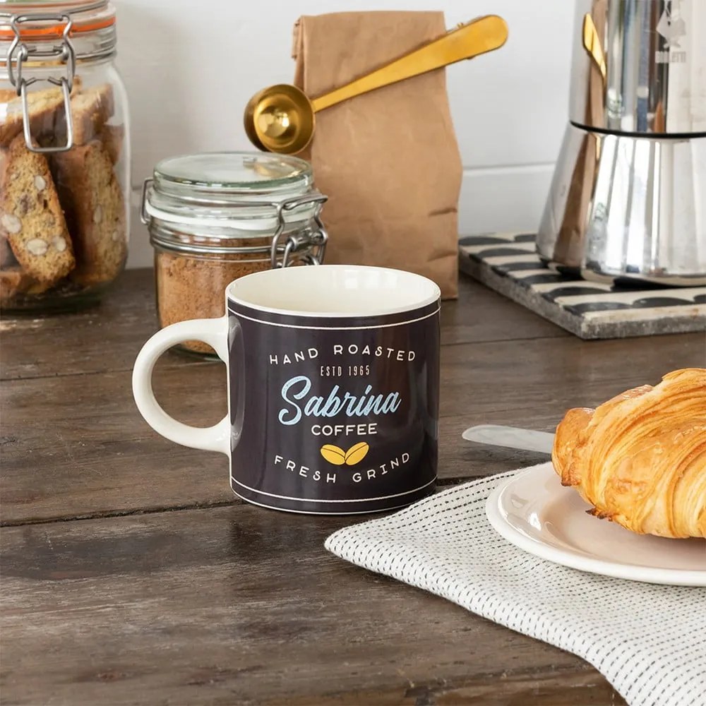 Антрацитна/кремава керамична чаша 350 ml Sabrina – Rex London