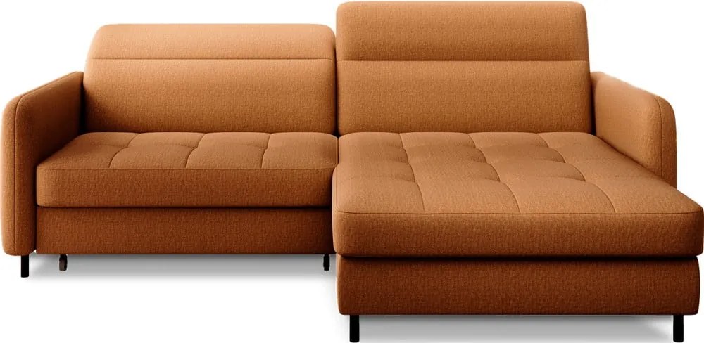 Жълт кадифен разтегателен ъглов диван с място за съхранение (десен ъгъл) Gomsi – ELTAP