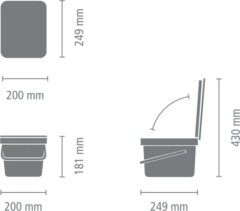 Кош за разделно събиране на боклук Brabantia Sort&Go 1003233, 6 л, Дръжка, Възможност за стенен монтаж, Тъмнозелен