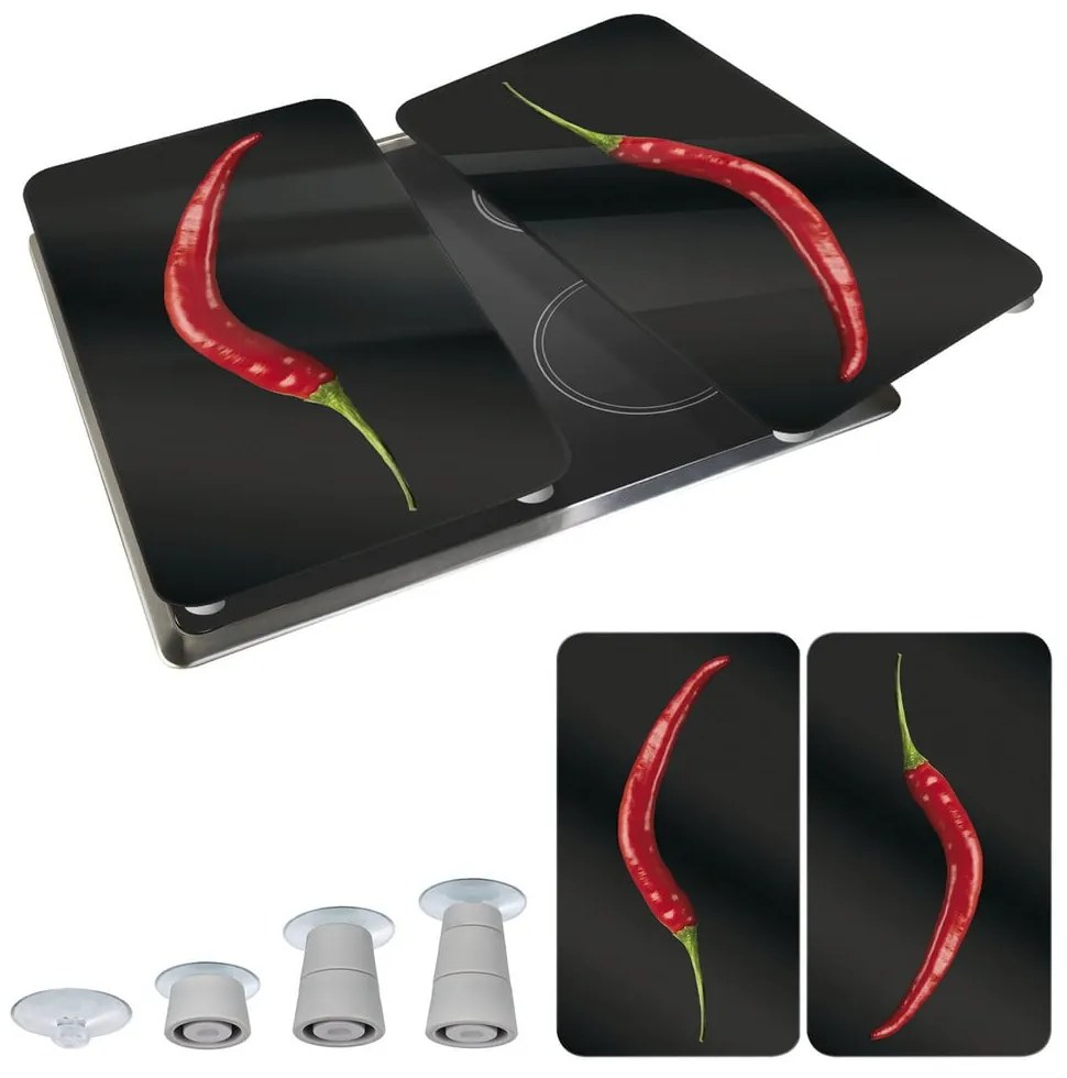 Комплект от 2 стъклени капака за печка , 52 x 30 cm Peperoni - Wenko