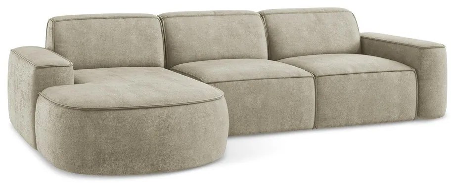 Бежов шенилов ъглов диван (ляв ъгъл) Omao – Makamii